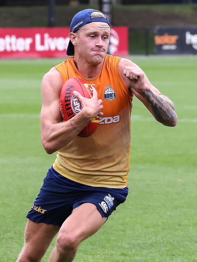 Stephenson in action at training. Picture: Ian Currie