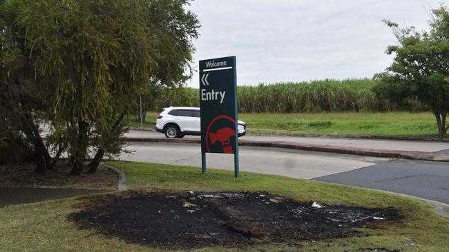 Remains of the burnt out car that engulfed at the North Mackay Bunnings entrance on Thursday night, May 29