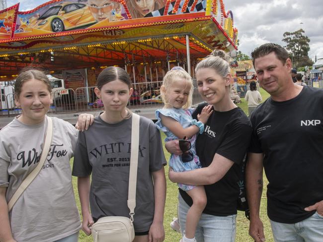 Ben Wood, Lisa Wood, Alora Wood, Layla Wood, Philippa Madden Mildura Show 2024. Picture: Noel Fisher