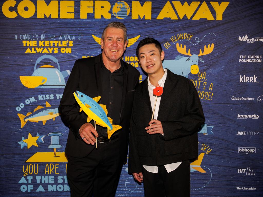 Cr Trevor Manteuffel (left) and David Chiang at the opening night function for The Empire's Come From Away at The Rock, Friday, March 14, 2025. Picture: Hey Media