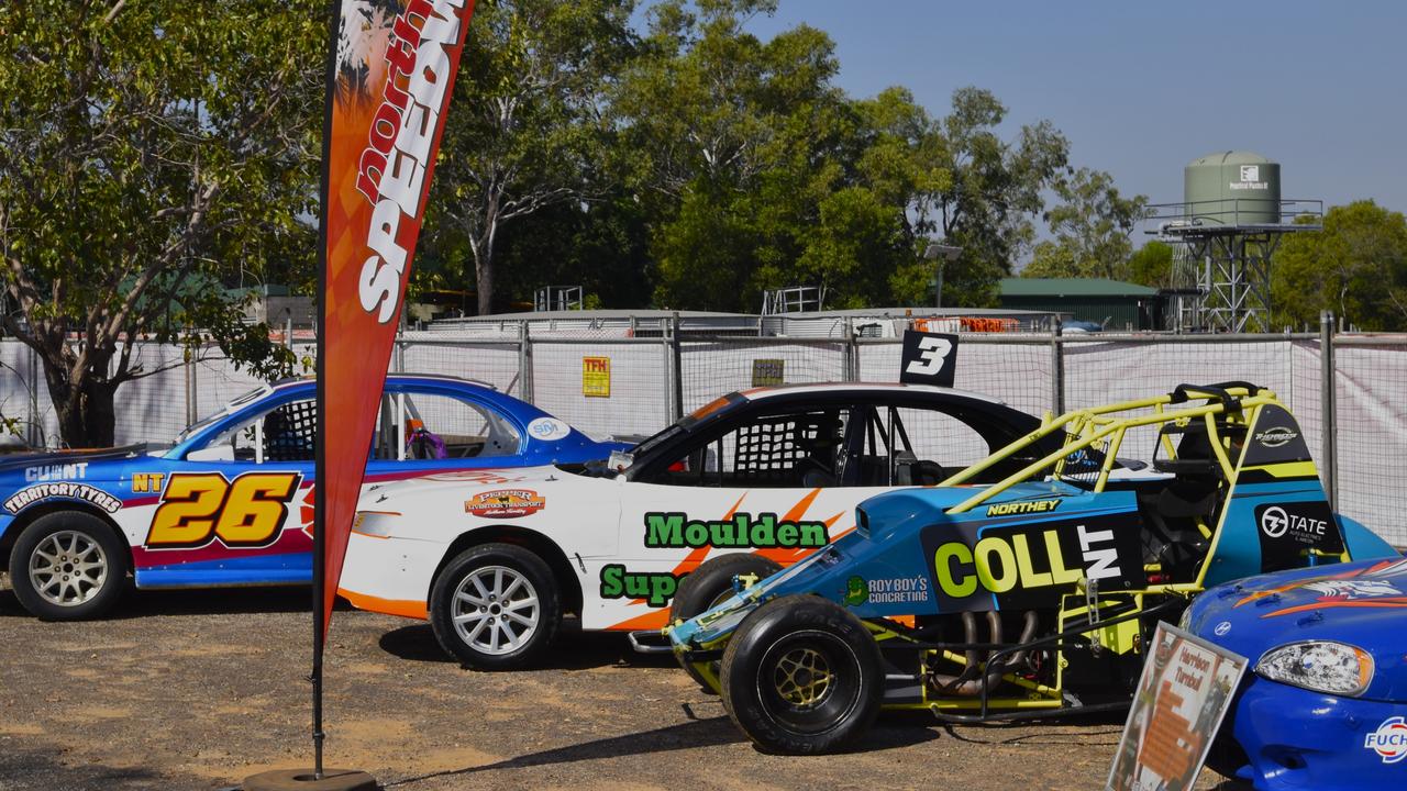 Collection of Speedway cars on show at the 2024 Darwin Triple Crown. Picture: Darcy Jennings.