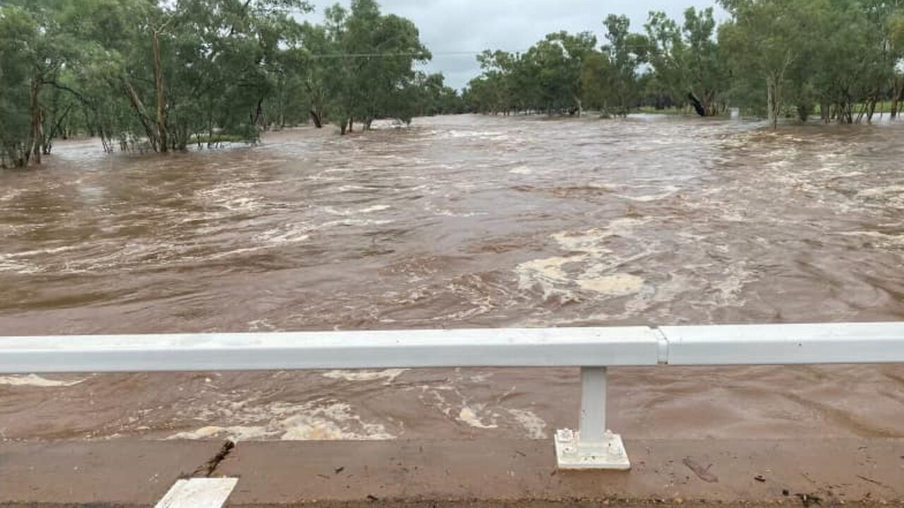 Flooding at the Charlie Rye Bridge south of Alice Springs. Picture: NT Police/Facebook