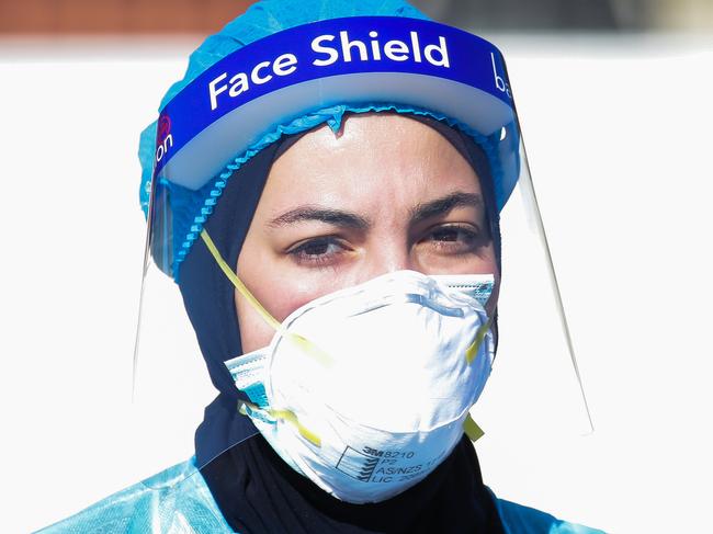 SYDNEY, AUSTRALIA - Newswire Photos AUGUST 20, 2021: A nurse is seen working at the the Auburn Drive-through and Walk-in Covid-19 Testing Clinic in Sydney. Picture: NCA Newswire /Gaye Gerard