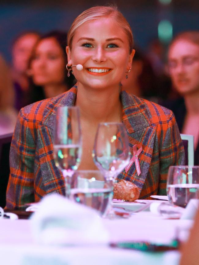 Australian of the year, Grace Tame after speaking at the UN Women Australia event for International Women's Day 2021. Picture:Justin Lloyd