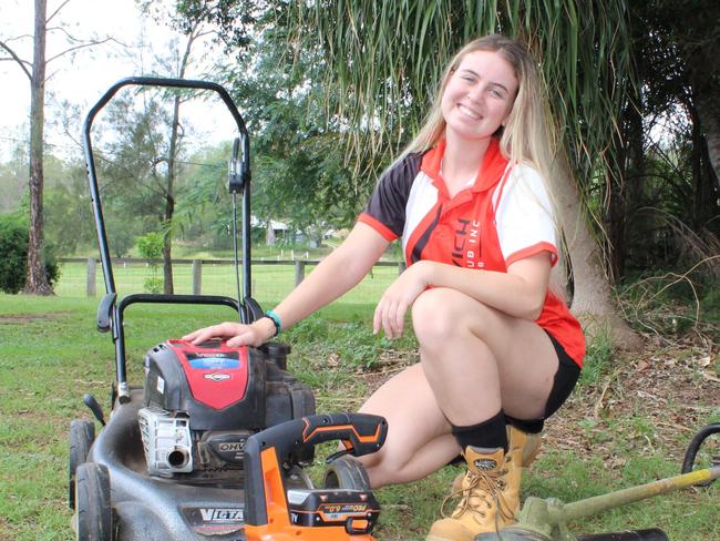 Brianna Mackenzie, 18, launched a business in yard work so she could earn money while studying at uni.