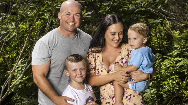 Wayde Kelly with son Kyden, now 7. Wayde has now married Sammy and has another son Koa. Picture: Nigel Hallett