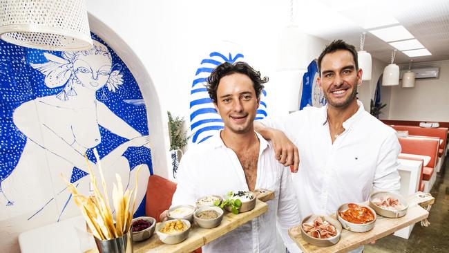 Matt Poole (right) with business partner Oliver Frost (left), with whom he's opening a new restaurant called Maman in Burleigh Heads. Picture: Nigel Hallett