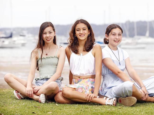 Renia Bell, 12, Tara Hayes, 12, and Ruby Wiles, 12, who organised a special mufti day collection for charity. Picture: Tim Hunter.