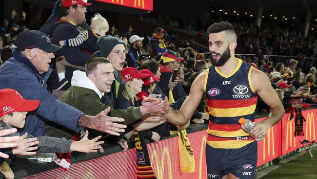 Milera greets the fans after a Showdown win. Picture: Sarah Reed