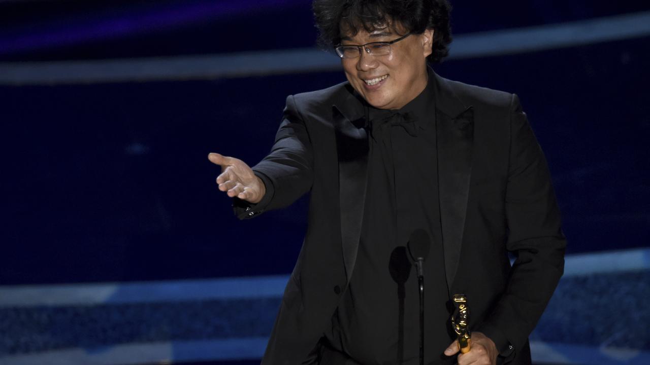 Best Director: Bong Joon Ho accepts the award for <i>Parasite</i>. Picture: AP