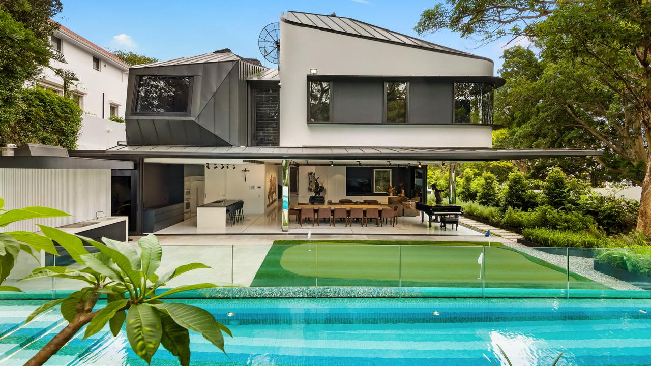 The Bassalys bought this Victoria Road, Bellevue Hill, property for $23.5m in May, 2021 — it features a putting green, basketball court, pool, gym and sauna.