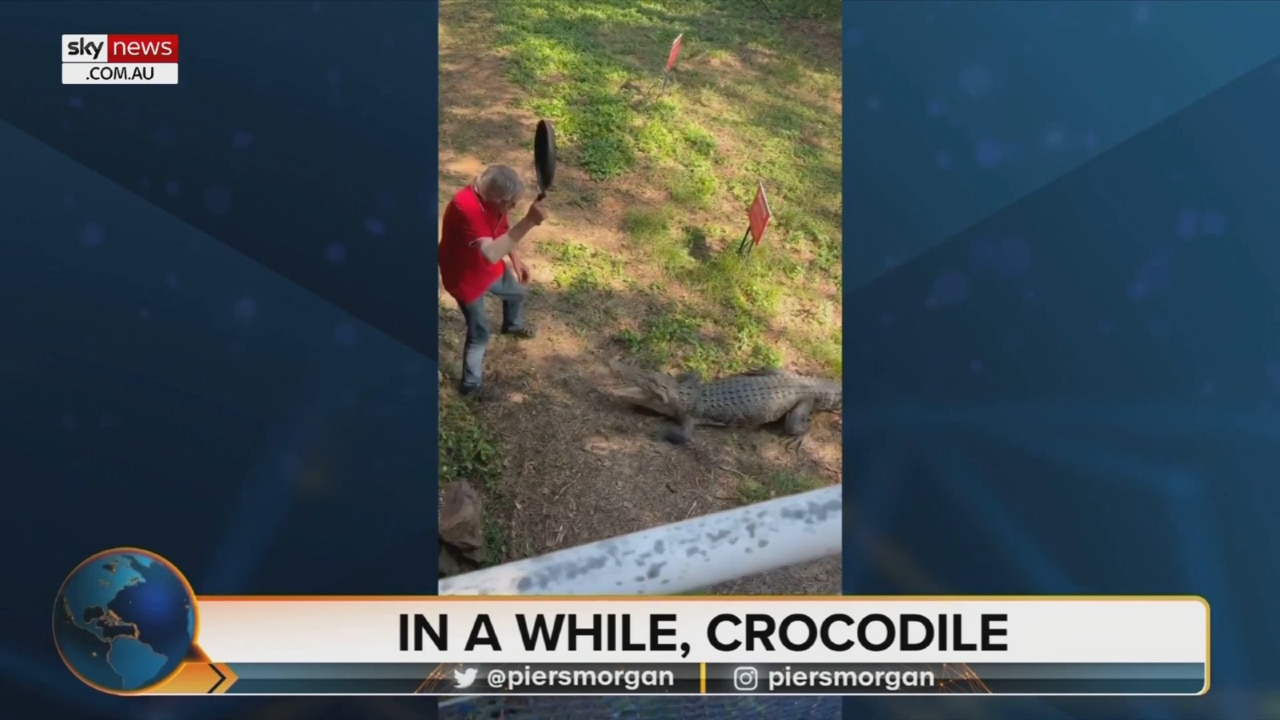 Man 'armed with frying pan' fights off 'monster' crocodile