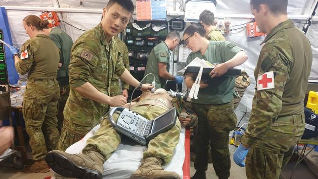 Inside the Talisman Sabre field hospital. Picture: Jodie Munro O'Brien