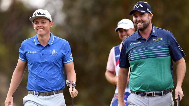 Cameron Smith and Marc Leishmann could play together at the Presidents Cup. Picture: AFP Images