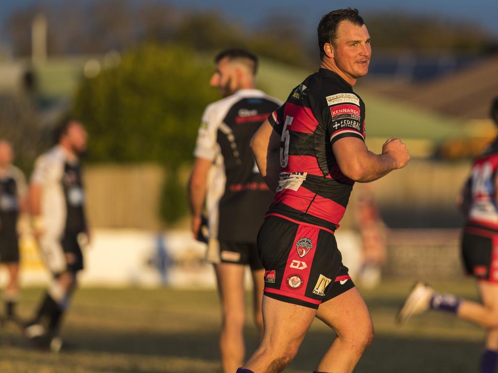 Aaron Sillitoe crossed four times to try for Valleys against Oakey in TRL A grade round 10 rugby league at Herb Steinohrt Oval, Sunday, June 20, 2021. Picture: Kevin Farmer