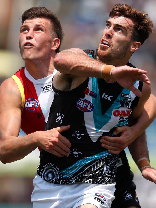 Eagles premiership player Scott Lycett has helped Port overcome its shortfalls in the ruck. Picture: Michael Willson/AFL Photos