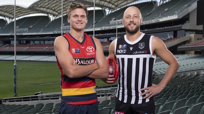 Former Adelaide-listed SANFL player Hamish Latchford (left) has been a gun at the back and up front for MinMan. Picture: Mark Brake