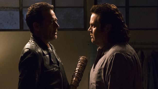 Check out Eugene’s lack of fear. He’s not Negan, he’s lying.