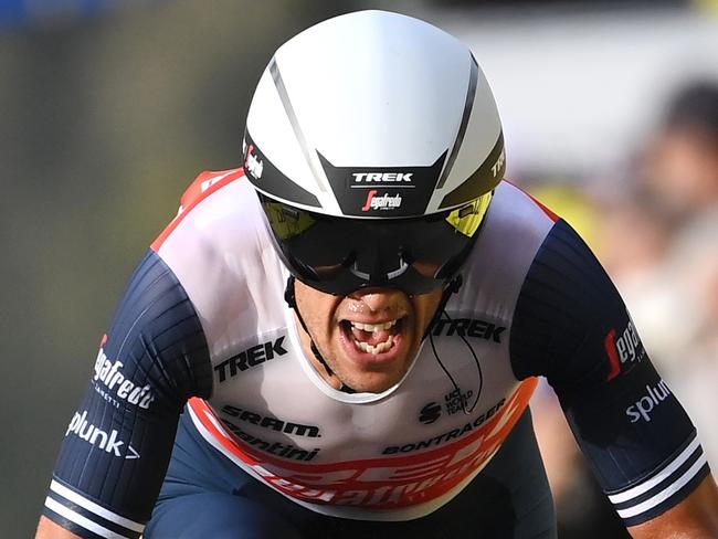 LA PLANCHE, FRANCE - SEPTEMBER 19: Arrival / Richie Porte of Australia and Team Trek - Segafredo / during the 107th Tour de France 2020, Stage 20 a 36,2km Individual Time Trial stage from Lure to La Planche Des Belles Filles 1035m / ITT / #TDF2020 / @LeTour / on September 19, 2020 in La Planche, France. (Photo by Marco Bertorello - Pool/Getty Images)