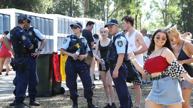 Festival goers at the FOMO Music Festival at Parramatta Park were met with a heavy police presence searching for drugs. Picture: David Swift