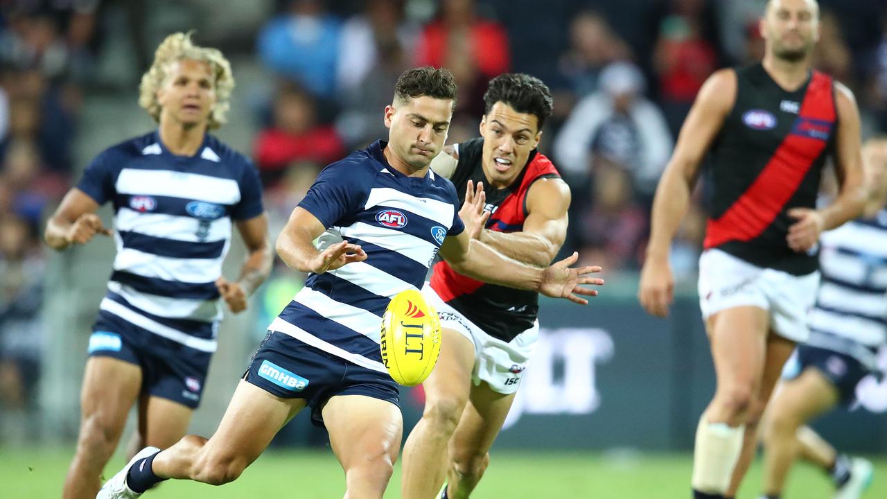 Luke Dahlhaus in action against the Bombers in the second week of the JLT Series.