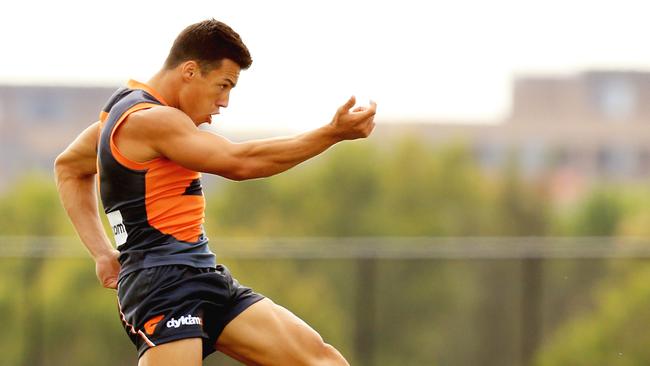 Dylan Shiel in action for the GWS Giants in an intra club game at Tom Wills Oval, Sydney Olympic Park. pic Mark Evans