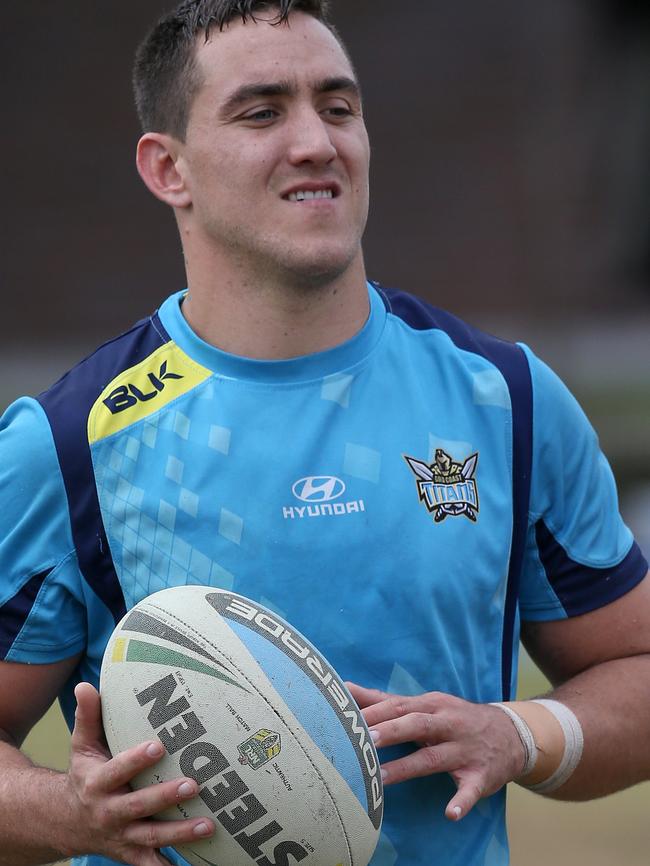 Jamie Dowling during a Gold Coast Titans training session. Photo: Regi Varghese