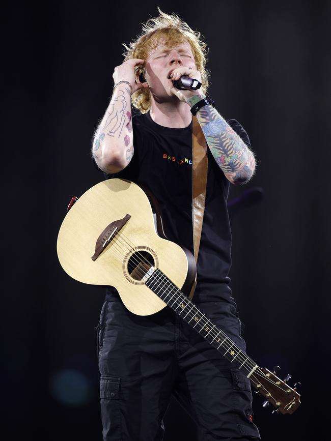 Ed Sheeran performing in Brisbane on Friday night. Picture: Josh Woning