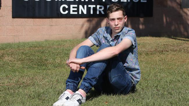 Joshua and his 16 year old brother were the victims of a brutal gay bashing on the Gold Coast at Coomera on Tuesday. Picture Glenn Hampson