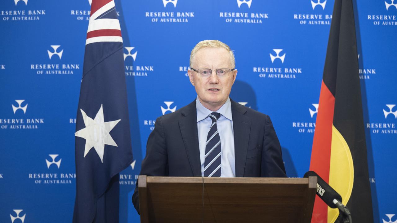 Governor of the Reserve Bank of Australia Philip Lowe speaks after the official interest rate to 0.35 per cent, the first interest rate increase since November 2010. (Photo by Louie Douvis – Pool/Getty Images)