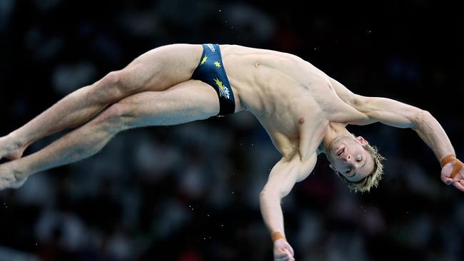 Matthew Mitcham of Australia performs during the semi-finals of the men's 10m platform diving at the 2008 Beijing Olympic Games on August 23, 2008. Mitchell qualified in second place for the final later on August 23. Picture: Greg Wood