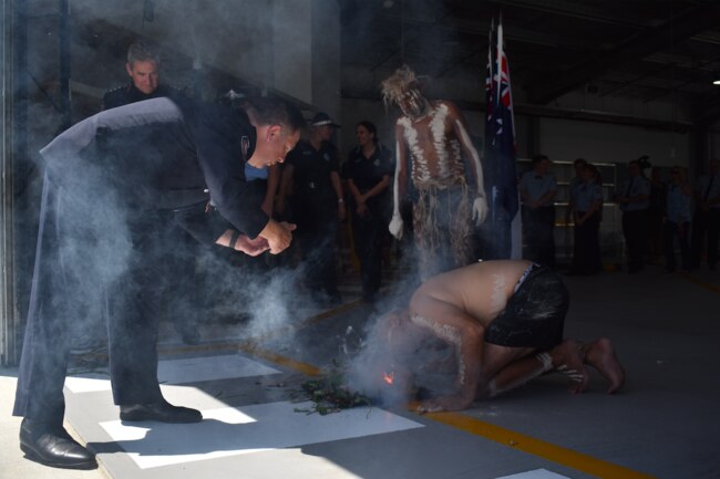 The official opening included a ceremony by members of the Butchulla community. Picture: Isabella Magee