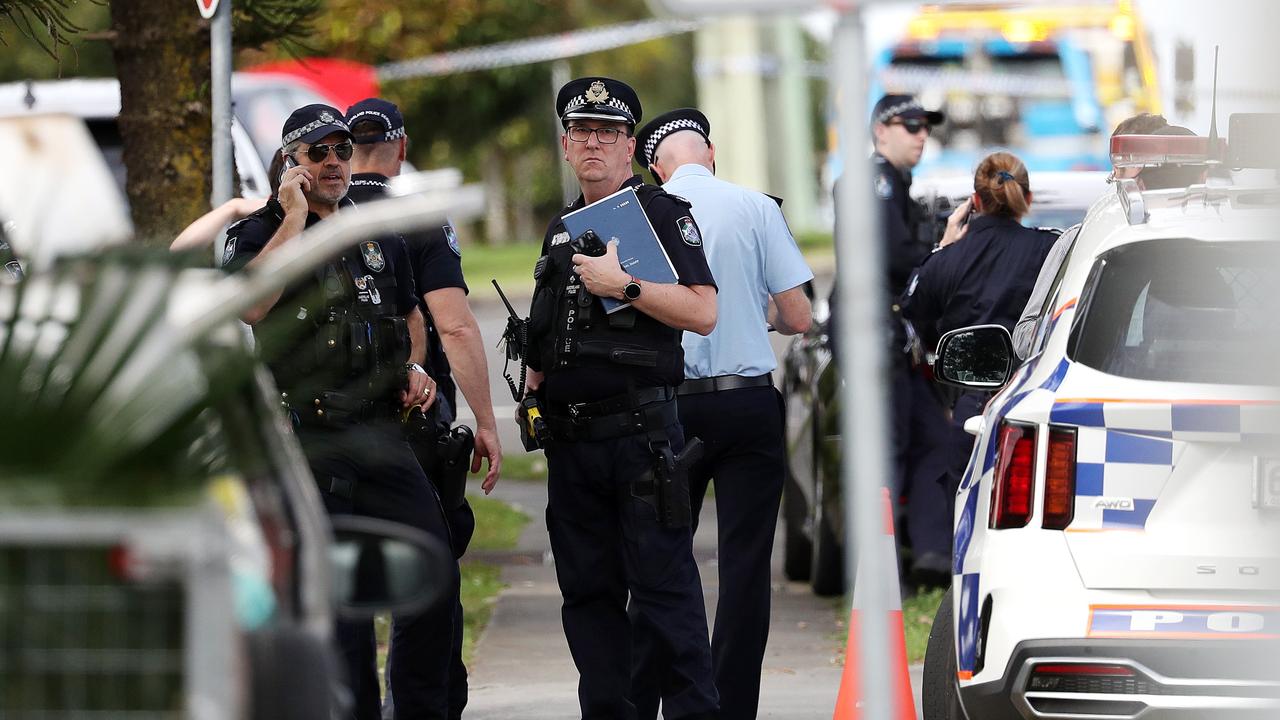 Police swarmed the scene after the incident was reported about 1pm. Picture: Nigel Hallett