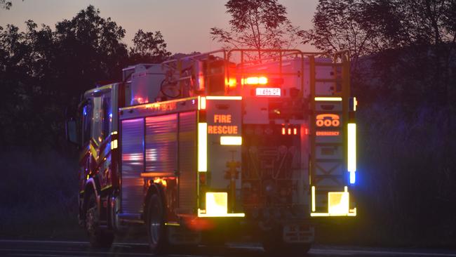 Queensland Fire and Emergency Services were called to a caravan explosion in Emu Park on Sunday night. Picture: Lillian Watkins