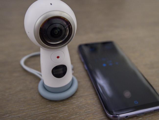 Samsung will launch a new 4K Gear 360 camera to work with the Samsung Galaxy S8 smartphone, unveiled in New York and due in Australian on April 28. Picture: Supplied