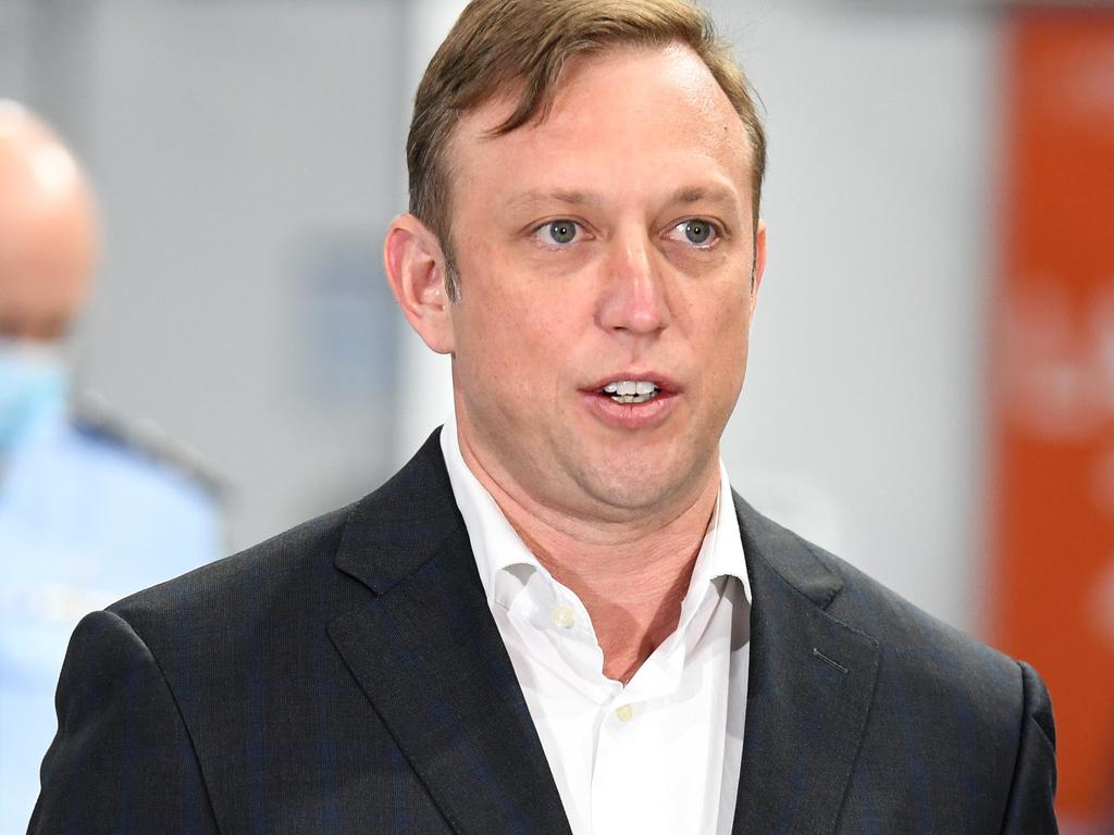 BRISBANE, AUSTRALIA - NewsWire Photos - SEPTEMBER 7, 2021.Queensland Deputy Premier Steven Miles speaks during a press conference at the newly opened Covid-19 community vaccination hub at the Brisbane Entertainment Centre in Boondall.Picture: NCA NewsWire / Dan Peled