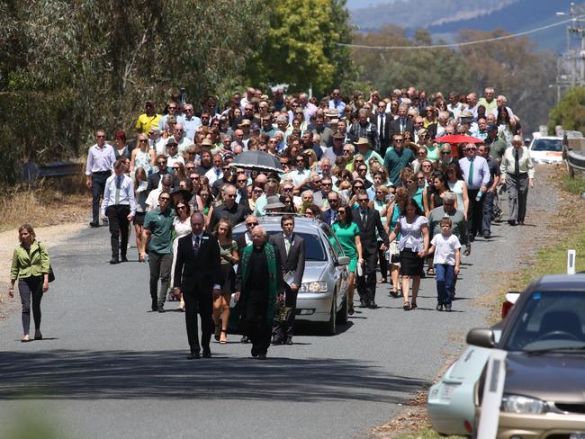 Karen Chetcuti’s funeral service at the Whorouly Recreation Reserve.