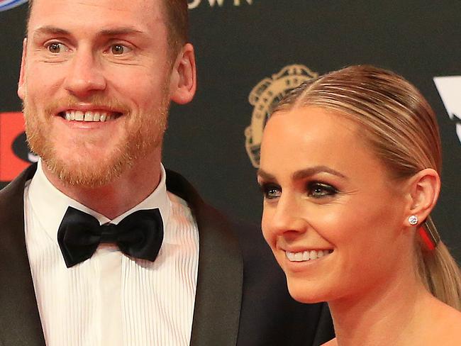 2018 AFL Brownlow Medal Vote Count at Crown Palladium. Jarryd Roughead and wife Sarah. Picture: Mark Stewart