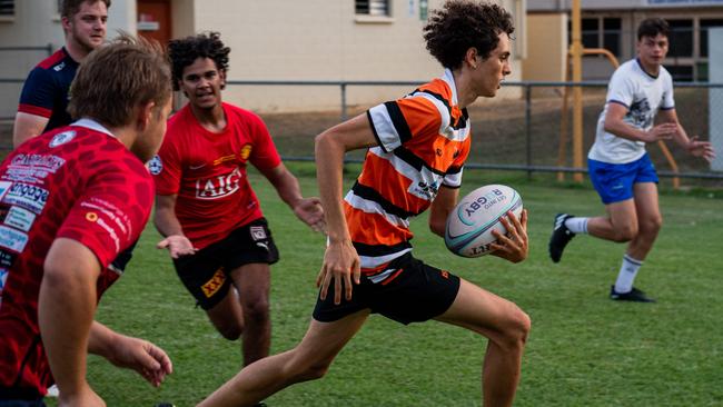 Tomasi Eaton as NT rugby juniors training at Rugby Park ahead of selection into the representative squads. Picture: Pema Tamang Pakhrin