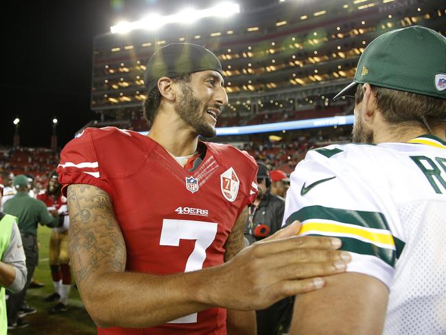 49ers quarterback Colin Kaepernick after their preseason match against the Green Bay Packers. Picture: Tony Avelar