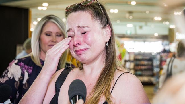 There were tearful reunions at Perth Airport after the hard border was lifted. Picture: NCA NewsWire/Tony McDonough