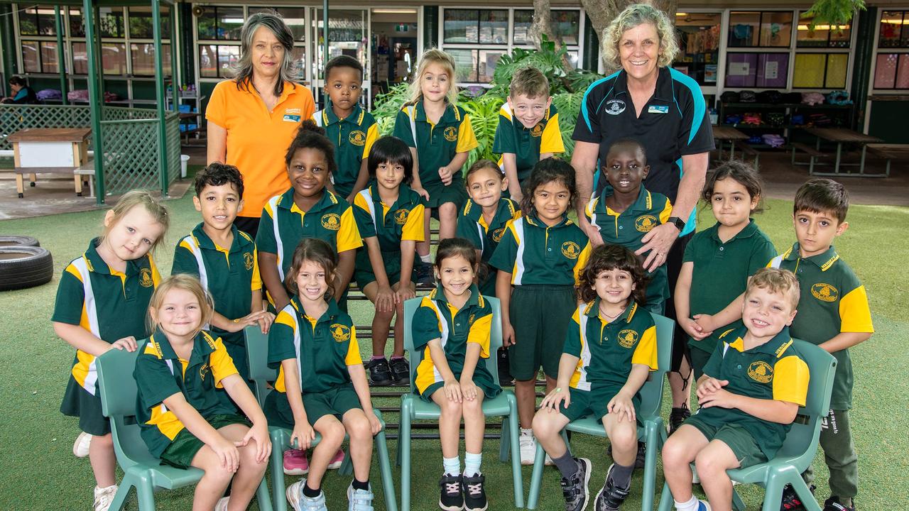 MY FIRST YEAR 2024: Darling Heights State School Prep Nwith teacher's aide Oriana Scott (left) and teacher Wendy Neidler, February 2024. Picture: Bev Lacey