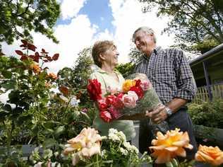 Pam and Randall Barton of Barton’s Rose Farm at Kalbar. . Picture: David Nielsen