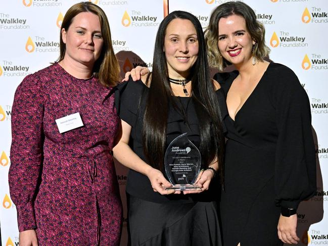 L-R: Journalists Hannah Stenning, Nina Funnell and Kerry Warren at last week's mid-year Walkley Awards ceremony. Walkley Foundation