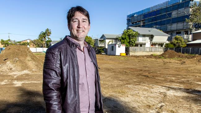 Justin Ham in 2019 at the site of the new Wynnum Cinema. Picture: Richard Walker