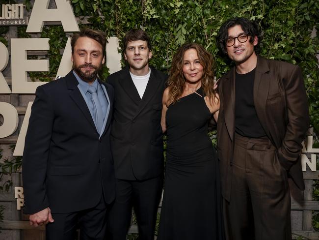 Kieran Culkin, Jesse Eisenberg, Jennifer Grey and Will Sharpe at the New York premiere of'A Real Pain.