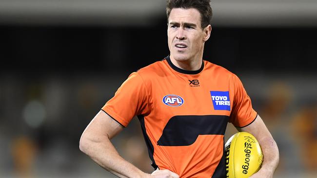 BRISBANE, AUSTRALIA - SEPTEMBER 12: Jeremy Cameron of the Giants looks on during the round 17 AFL match between the Greater Western Sydney Giants and the Melbourne Demons at The Gabba on September 12, 2020 in Brisbane, Australia. (Photo by Albert Perez/Getty Images)