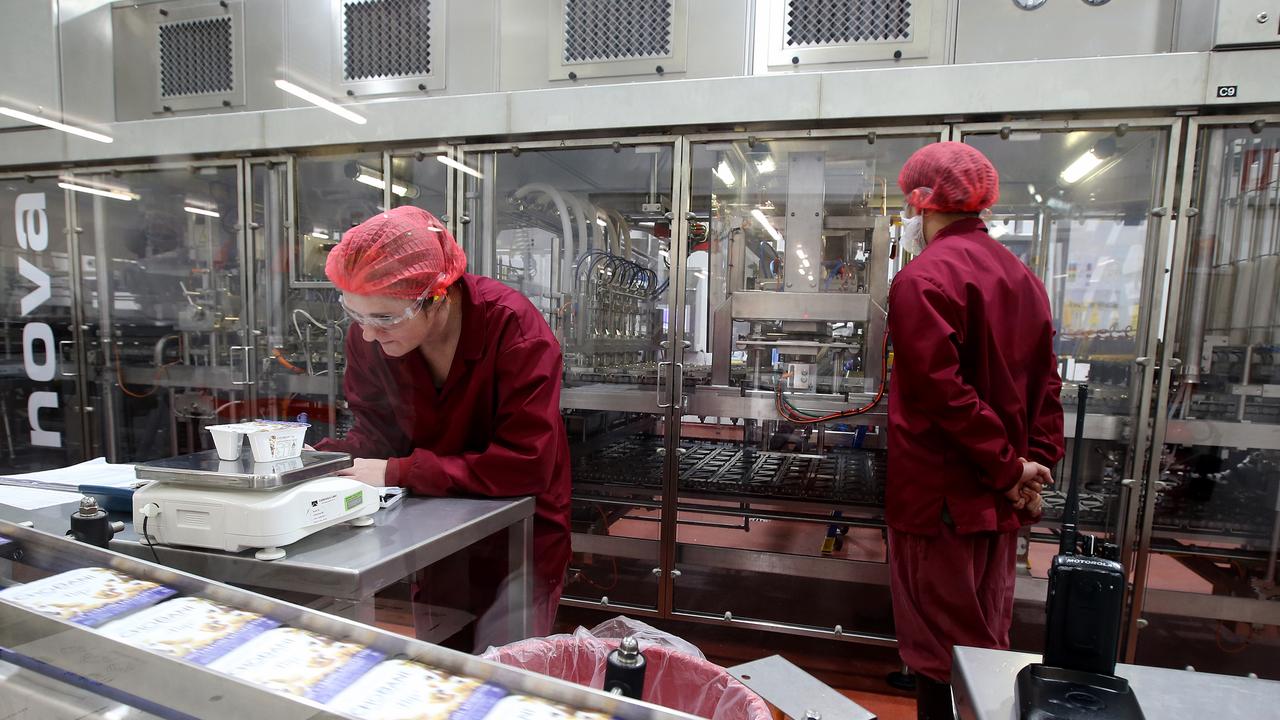 Chobani yoghurt production factory in Dandenong, shown in 2017, is just one example of food produced in Victoria. Picture: Stuart McEvoy for the Australian.