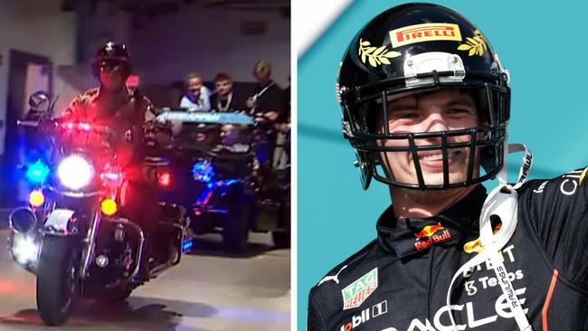 Max Verstappen and police scort