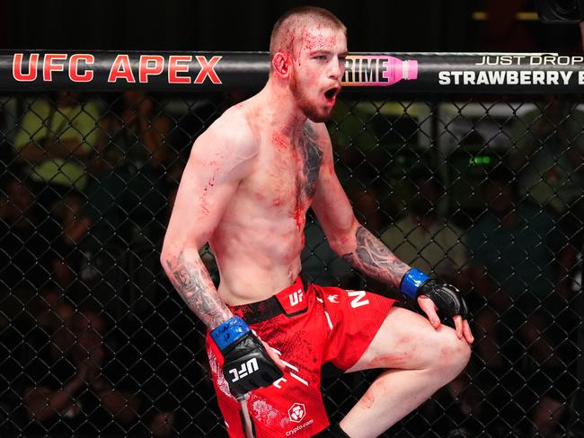 Nolan celebrates his first round TKO win. Picture: Chris Unger/Zuffa LLC via Getty Images